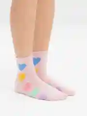 Розовый женские носки "Сердечко" Vivid Color Корея средней длины, для подростка и взрослых