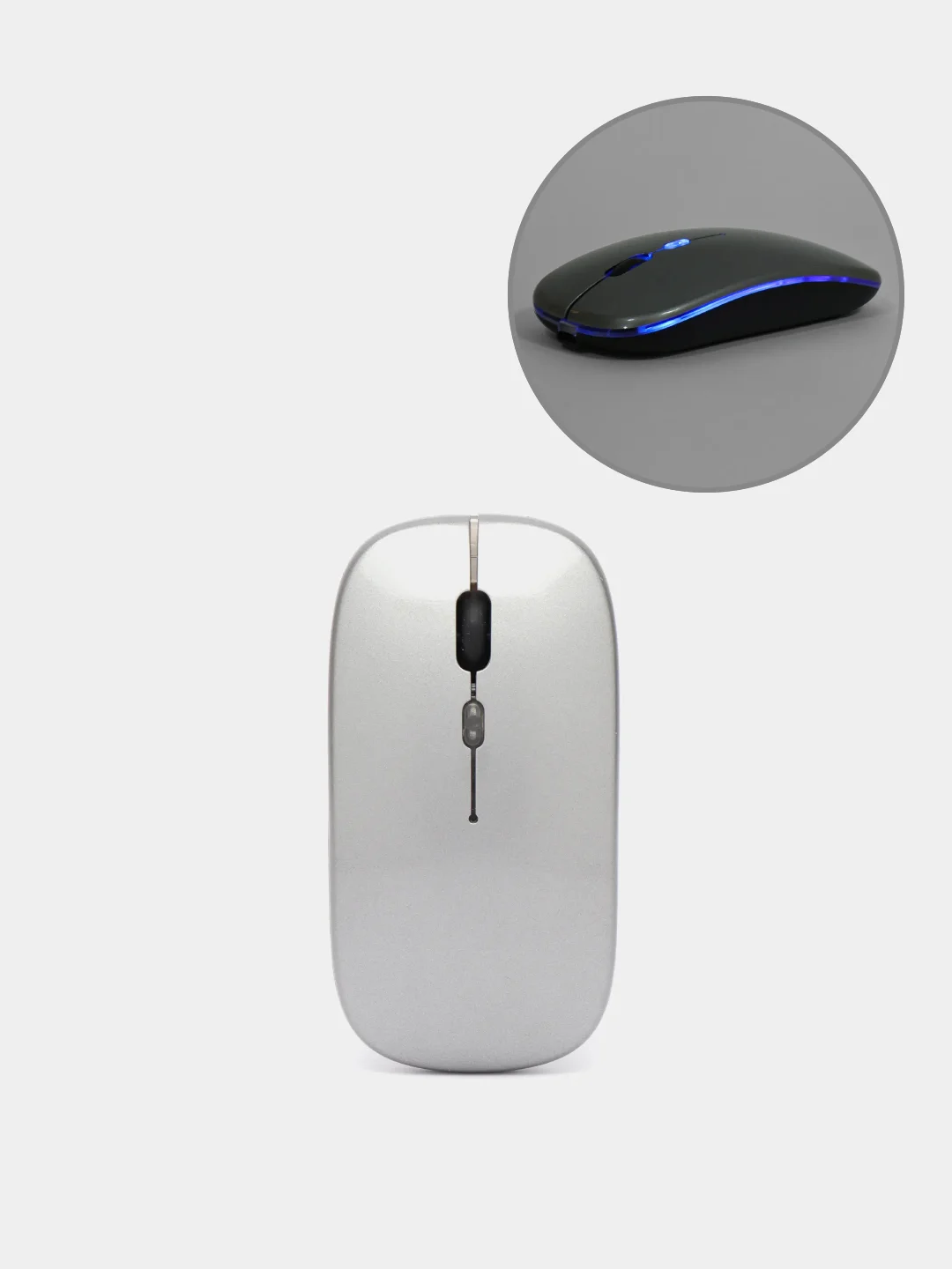 Серый металлик мышка беспроводная с подсветкой RGB, беспроводная мышь для компьютера с аккумулятором