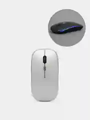 Серый металлик мышка беспроводная с подсветкой RGB, беспроводная мышь для компьютера с аккумулятором