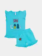 Бирюзовый детский комплект для девочки: топ и шорты 2-5 лет, 4 цвета