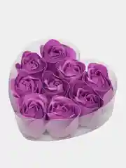 Фиолетовый подарочный набор мыльные розы "Сердце", 9 бутонов роз