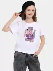 Белый футболка для девочки принт аниме