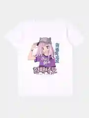 Белый футболка для девочки принт аниме