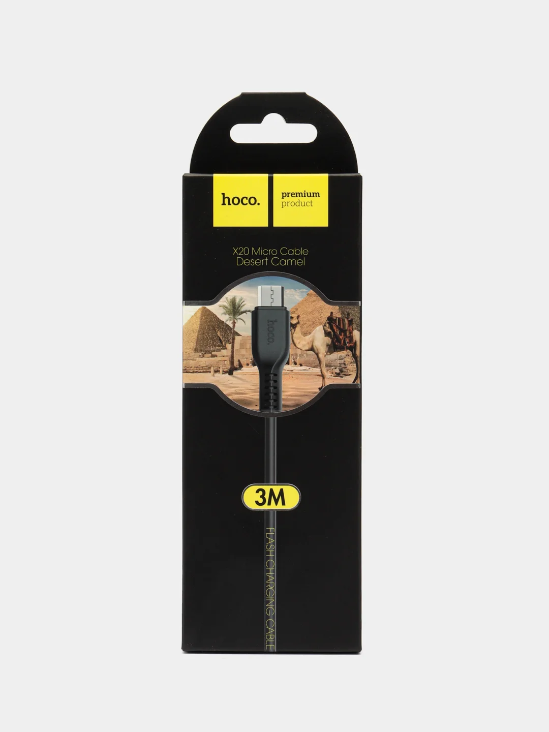 Черный usb Кабель micro USB 2.4A / Type-C 3A, Hoco X20, 3 метра