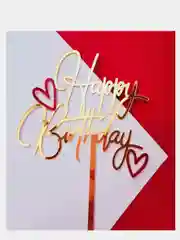 Золотой топпер для украшения торта Happy Birthday
