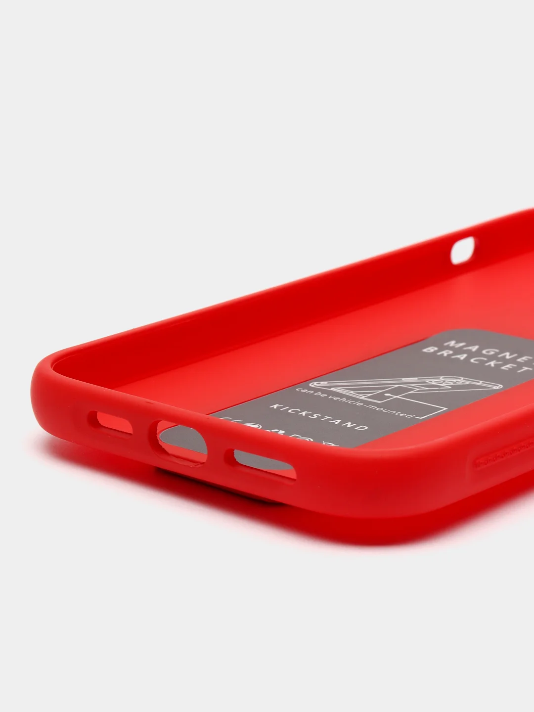 Алый чехол iPhone 13 (6.1), 13 Pro Max (6.7) силиконовый под кожу с подставкой