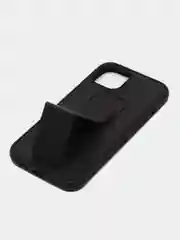 Угольный чехол iPhone 13 (6.1), 13 Pro Max (6.7) силиконовый под кожу с подставкой