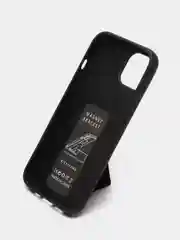 Угольный чехол iPhone 13 (6.1), 13 Pro Max (6.7) силиконовый под кожу с подставкой