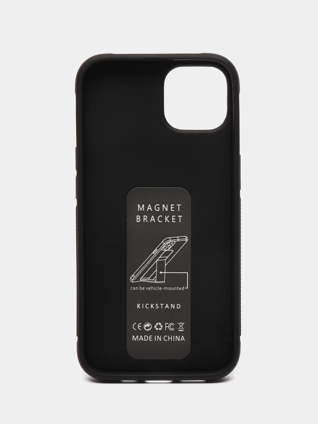 Угольный чехол iPhone 13 (6.1), 13 Pro Max (6.7) силиконовый под кожу с подставкой