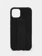 Угольный чехол iPhone 13 (6.1), 13 Pro Max (6.7) силиконовый под кожу с подставкой