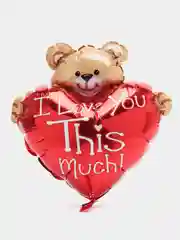 Шар фольгированный "Сердце с мишкой. I Love You", для палочки, 12"