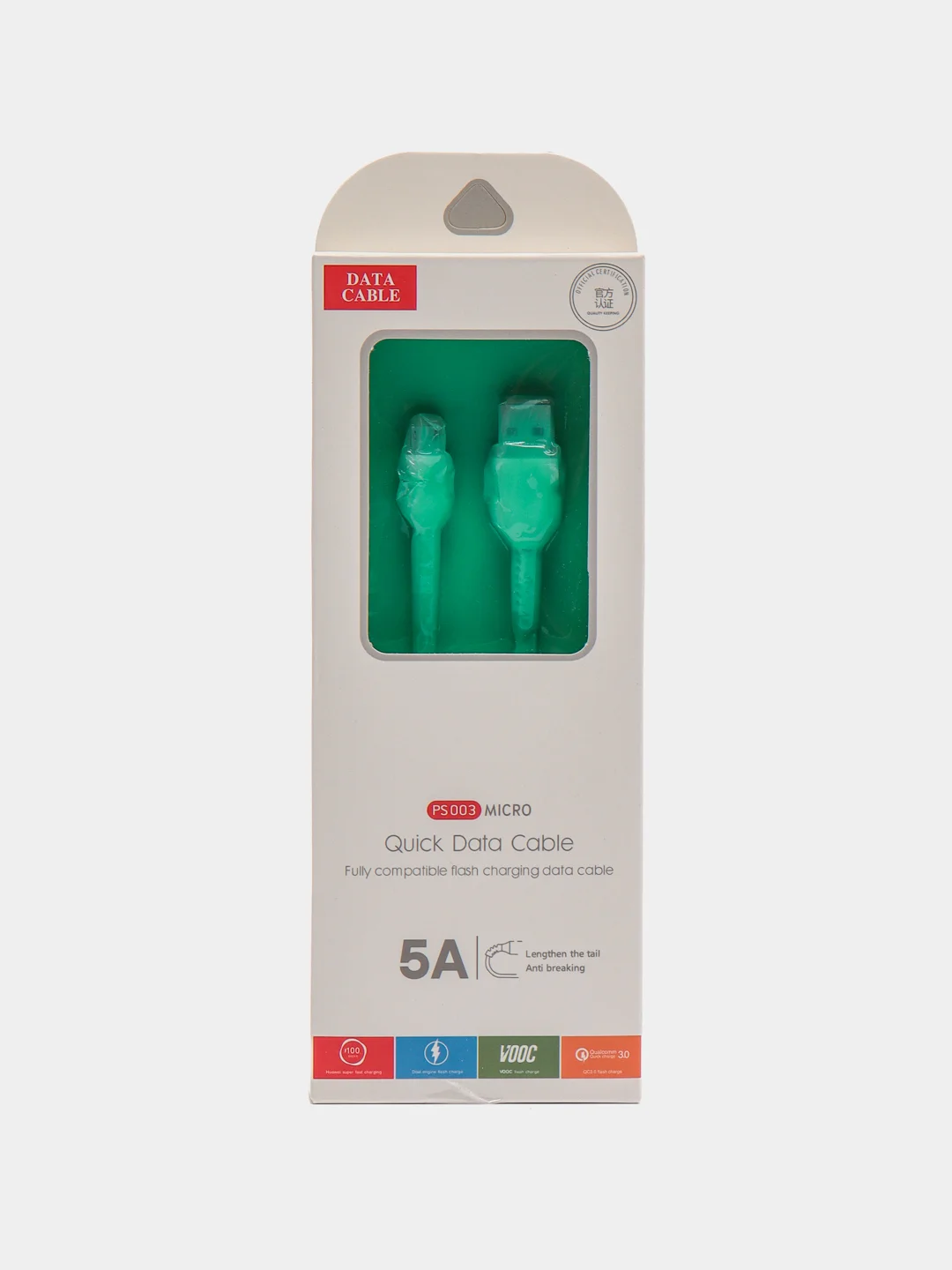Белый кабель быстрой зарядки 5А USB, Micro, Type-C, Lightning