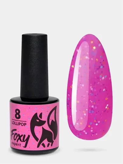 Фуксия гель лак Foxy Expert LOLLIPOP светящийся в темноте 8ml