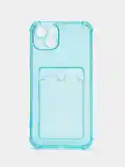 Бирюзовый чехол для iPhone 14 Plus, с карманом для карт