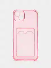 Розовый чехол для iPhone 14 Plus, с карманом для карт