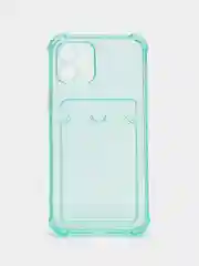 Салатовый чехол для iPhone 12, с карманом для карт
