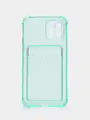 Салатовый чехол для iPhone 12, с карманом для карт