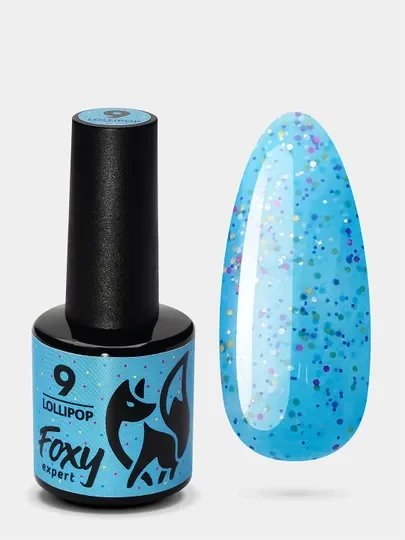 Голубой гель лак Foxy Expert LOLLIPOP светящийся в темноте 8ml