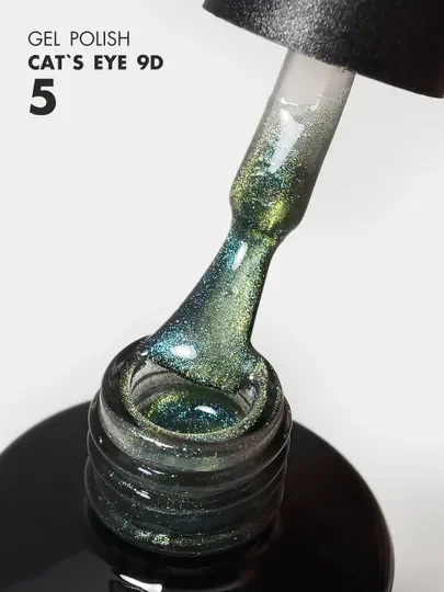 Зеленый гель лак  Foxy Expert кошачий глаз 9D (CATS EYE 9D) , 8 ml