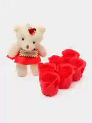 Алый набор из мыльных роз, в коробке