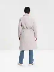 Бежевый куртка осенняя, удлиненная, с поясом, оверсайз, без капюшона