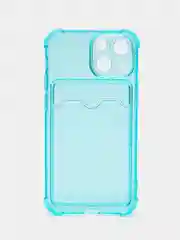 Бирюзовый чехол для iPhone 13 Mini с карманом для карт