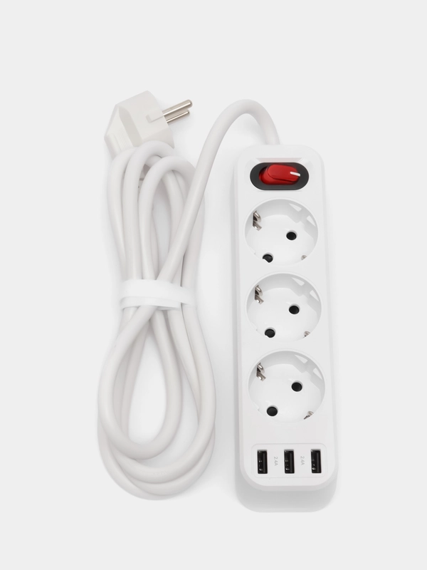 Сетевой фильтр HOCO NS2, 3 гнезда, 3 USB, 1.8 м, 4000W