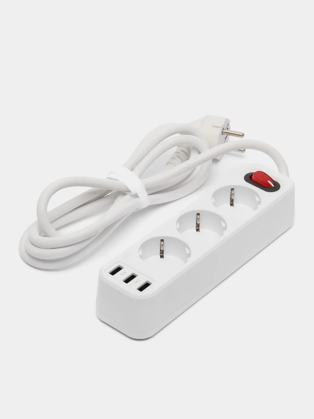 Белый сетевой фильтр HOCO NS2, 3 гнезда, 3 USB, 1.8 м, 4000W