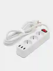Белый сетевой фильтр HOCO NS2, 3 гнезда, 3 USB, 1.8 м, 4000W