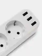 Белый сетевой фильтр HOCO NS2, 3 гнезда, 3 USB, 1.8 м, 4000W