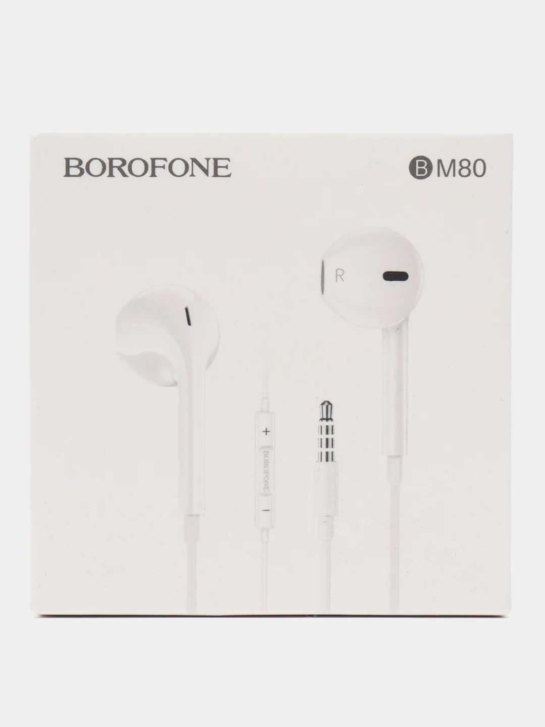 Белый наушники внутриканальные Borofone BM80, проводные, с AUX кабелем, 1.2 м