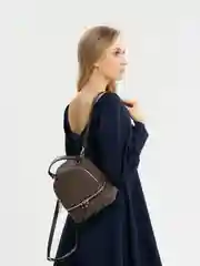 Черный женский рюкзак из экокожи, со съемными ремнями