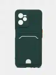 Тёмно-зелёный силиконовый чехол с отделением для карты Realme C30 / C31 / C35 2022