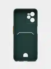 Тёмно-зелёный силиконовый чехол с отделением для карты Realme C30 / C31 / C35 2022