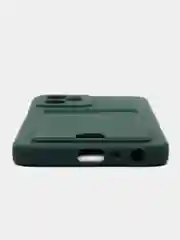 Тёмно-зелёный силиконовый чехол с отделением для карты Realme C30 / C31 / C35 2022
