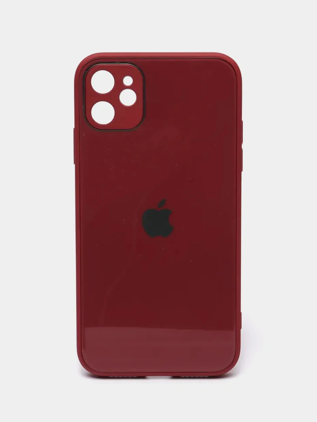Красный чехол для iPhone (Айфон) 11 со стеклянной панелью