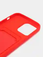 Красный чехол силиконовый для iPhone 7/8/SE/11/12/13/14/15/Plus/Pro Max, с карманом для карты