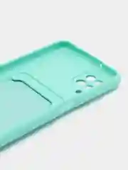 Бирюзовый чехол Samsung Galaxy A12 / M12, Самсунг Галакси А12 / М12 силиконовый с карманом для карты