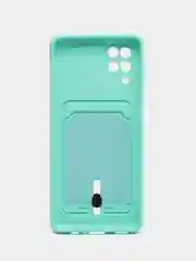 Бирюзовый чехол Samsung Galaxy A12 / M12, Самсунг Галакси А12 / М12 силиконовый с карманом для карты