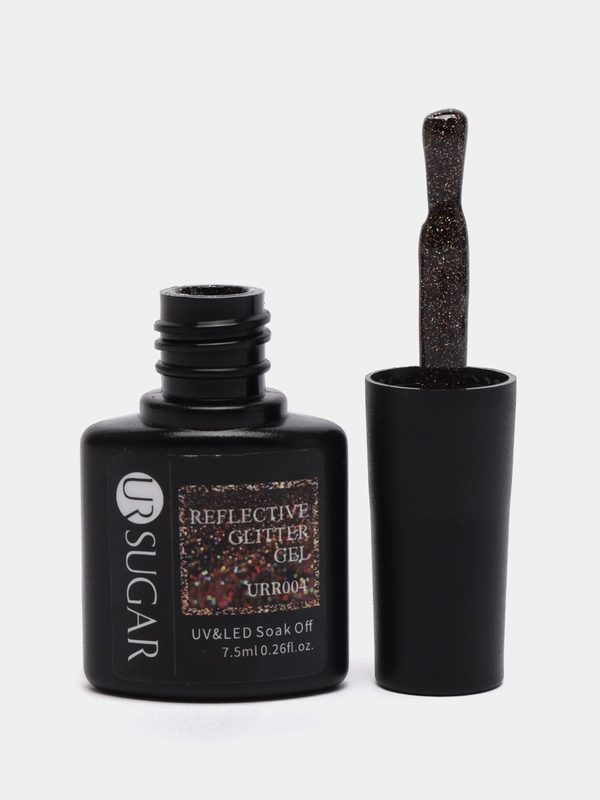 Светоотражающий гель-лак UR SUGAR REFLECTIVE GLITTER GEL, цветной, с блестками, 7,5 мл
