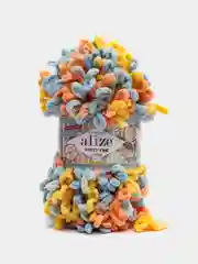 Оранжевый пряжа Alize Puffy Fine Color, петельки маленькие, 100 г, 14 м