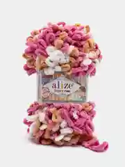 Светло-бежевый пряжа Alize Puffy Fine Color, петельки маленькие, 100 г, 14 м
