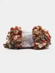 Красный пряжа Alize Puffy Fine Color, петельки маленькие, 100 г, 14 м