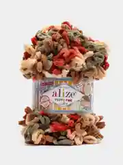 Красный пряжа Alize Puffy Fine Color, петельки маленькие, 100 г, 14 м