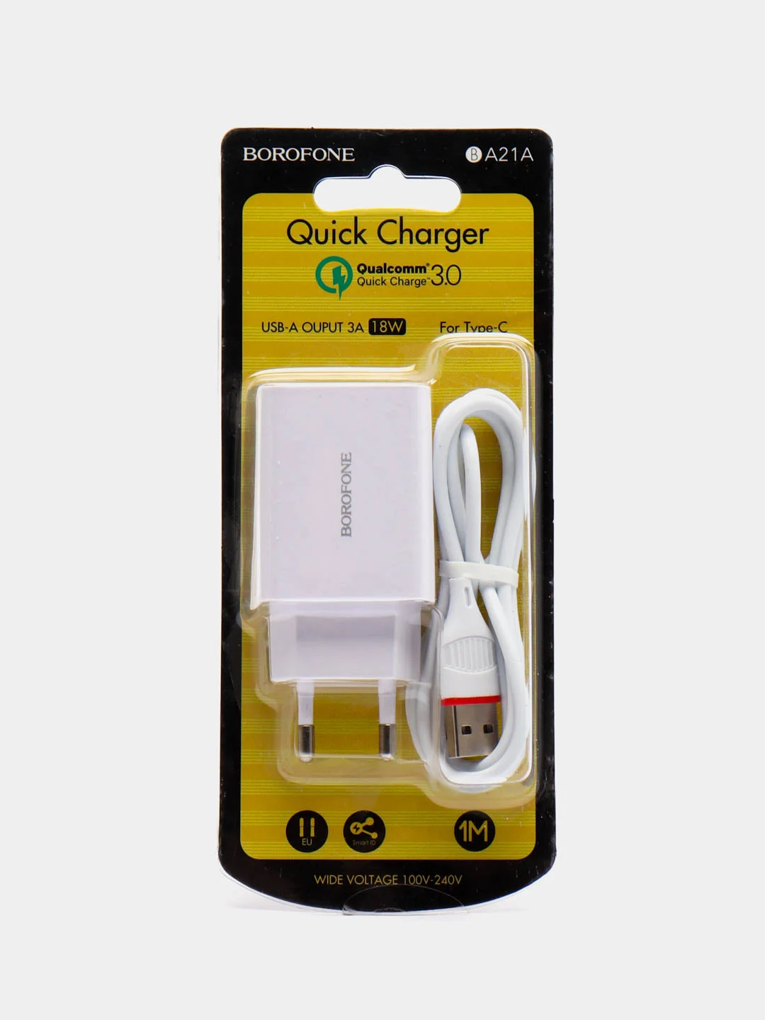 Сетевое ЗУ 18W, быстрая зарядка(блок питания + кабель MicroUSB и Type-C)