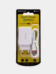 Сетевое ЗУ 18W, быстрая зарядка(блок питания + кабель MicroUSB и Type-C)