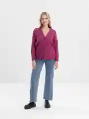 Вишнёвый женский кардиган вязаный, oversize