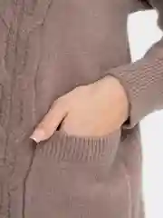 Бежевый меланж женский кардиган вязаный, oversize