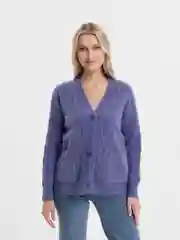 Аметистовый женский кардиган вязаный, oversize