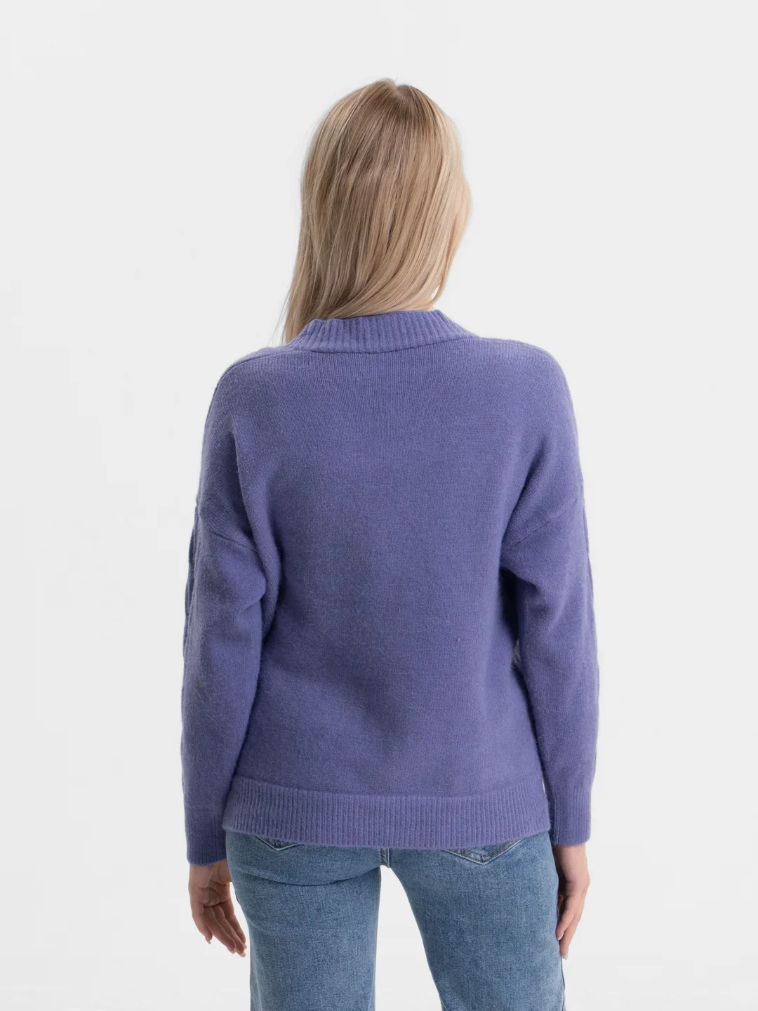 Аметистовый женский кардиган вязаный, oversize